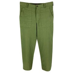 VISVIM Size L Olive Linen Blend Zip Fly Alda Pants