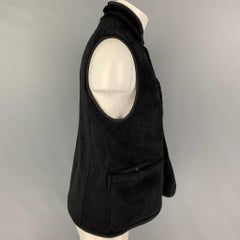 VISVIM Größe M Schwarz texturierte Wolle geknöpft Reversible Boa Vest