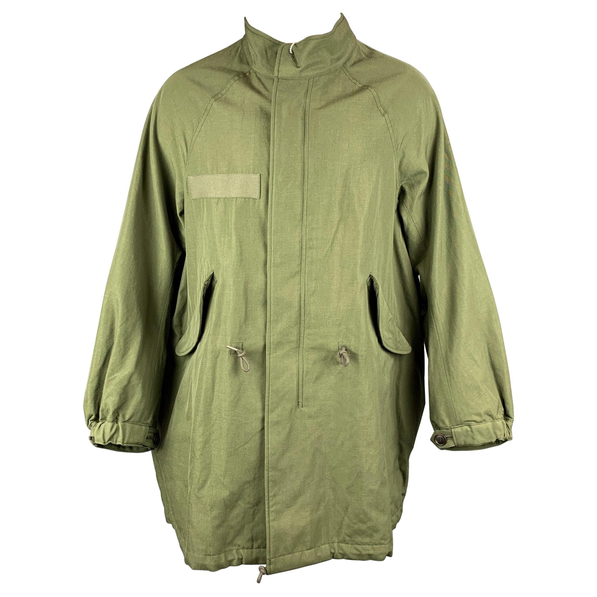 VISVIM Size M Green Wool / Linen Oversized Six-Five Fishtail Coat