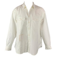 VISVIM Size M White Distressed Cotton Grand River L/S Crash Shirt