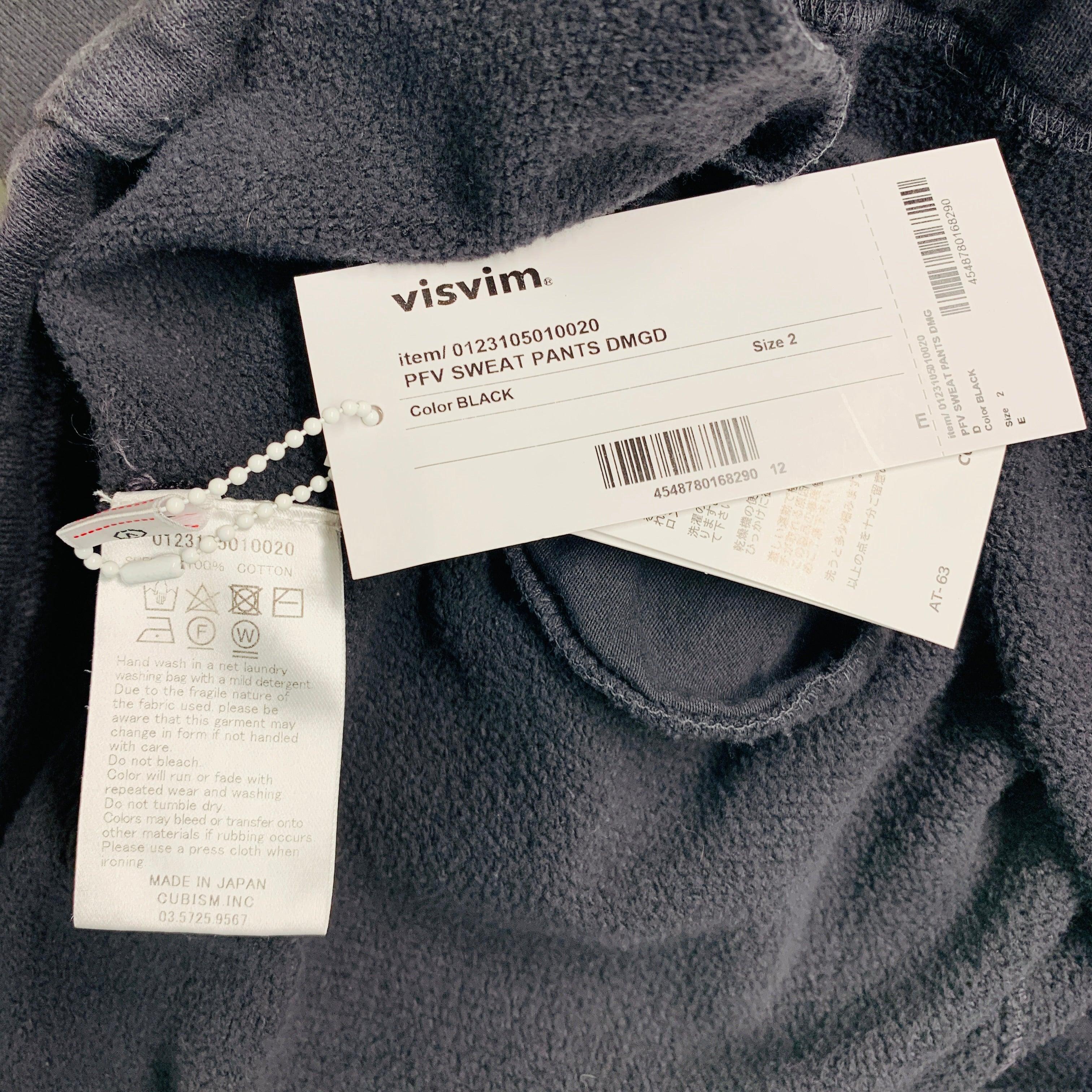 VISVIM -Sweat Pants DMGD- Size S Black Wash Cotton Drawstring Casual Pants In Good Condition For Sale In San Francisco, CA
