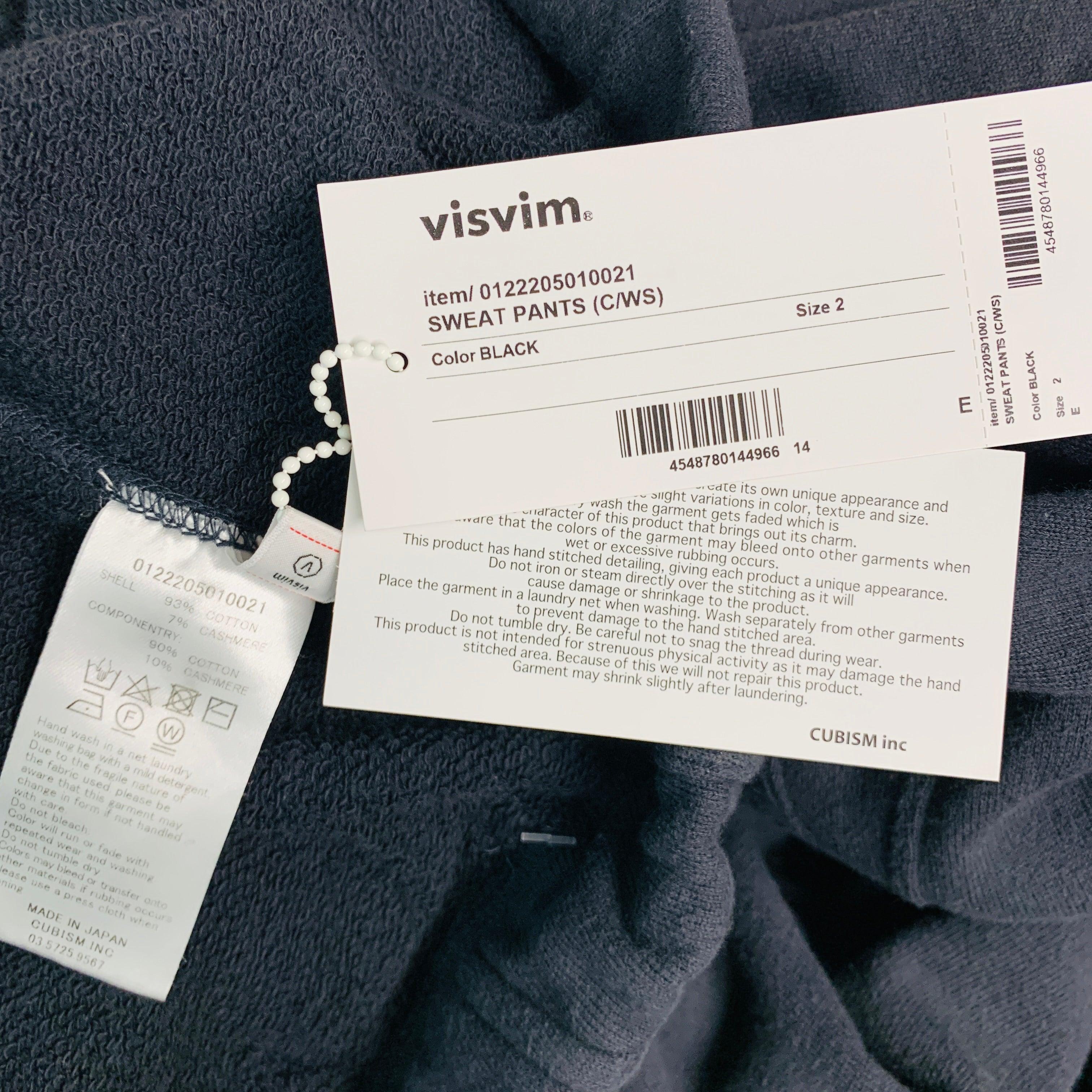 VISVIM -Sweat Pants DMGD- Size S Black Wash Cotton Drawstring Casual Pants For Sale 4