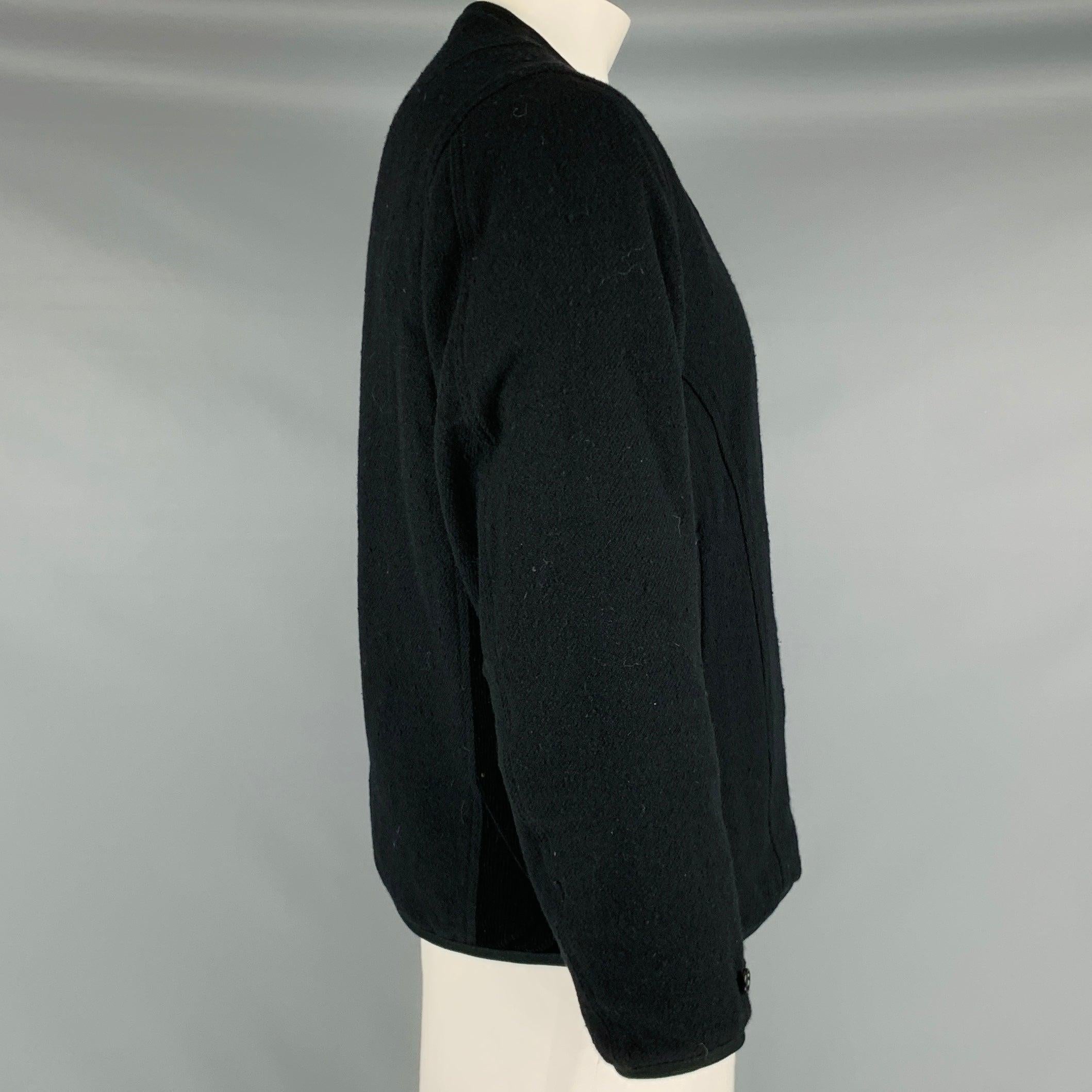 Men's VISVIM -Wawona Down Jacket -Size L Black Beige Tweed Wool Linen Zip Up Coat For Sale