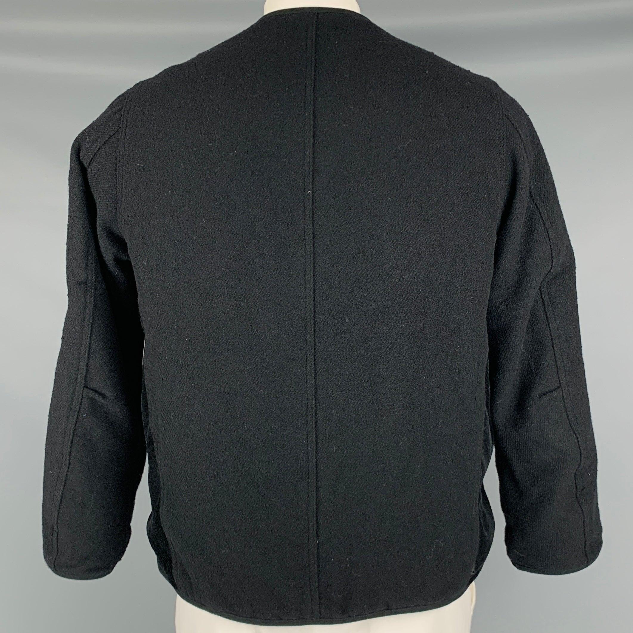 VISVIM -Wawona Down Jacket -Size L Black Beige Tweed Wool Linen Zip Up Coat en vente 1