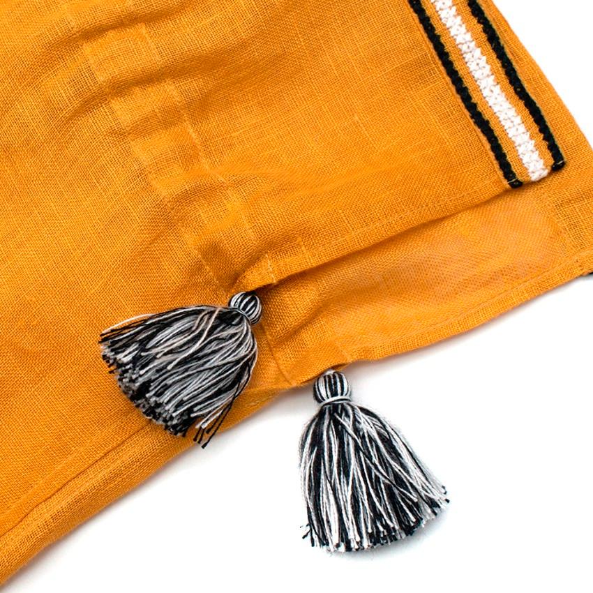 Vita Kin Golden Orange Linen Embroidered Belted Midi Dress - Size M 1
