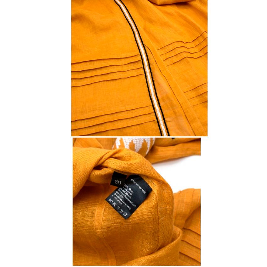 Vita Kin Golden Orange Linen Embroidered Belted Midi Dress - Size M 2