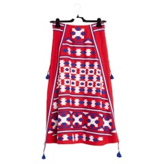 Vita Kin Jupe Lin Rouge FR38 Slavic Red Hand Embroidered Linen Skirt UK10 US8