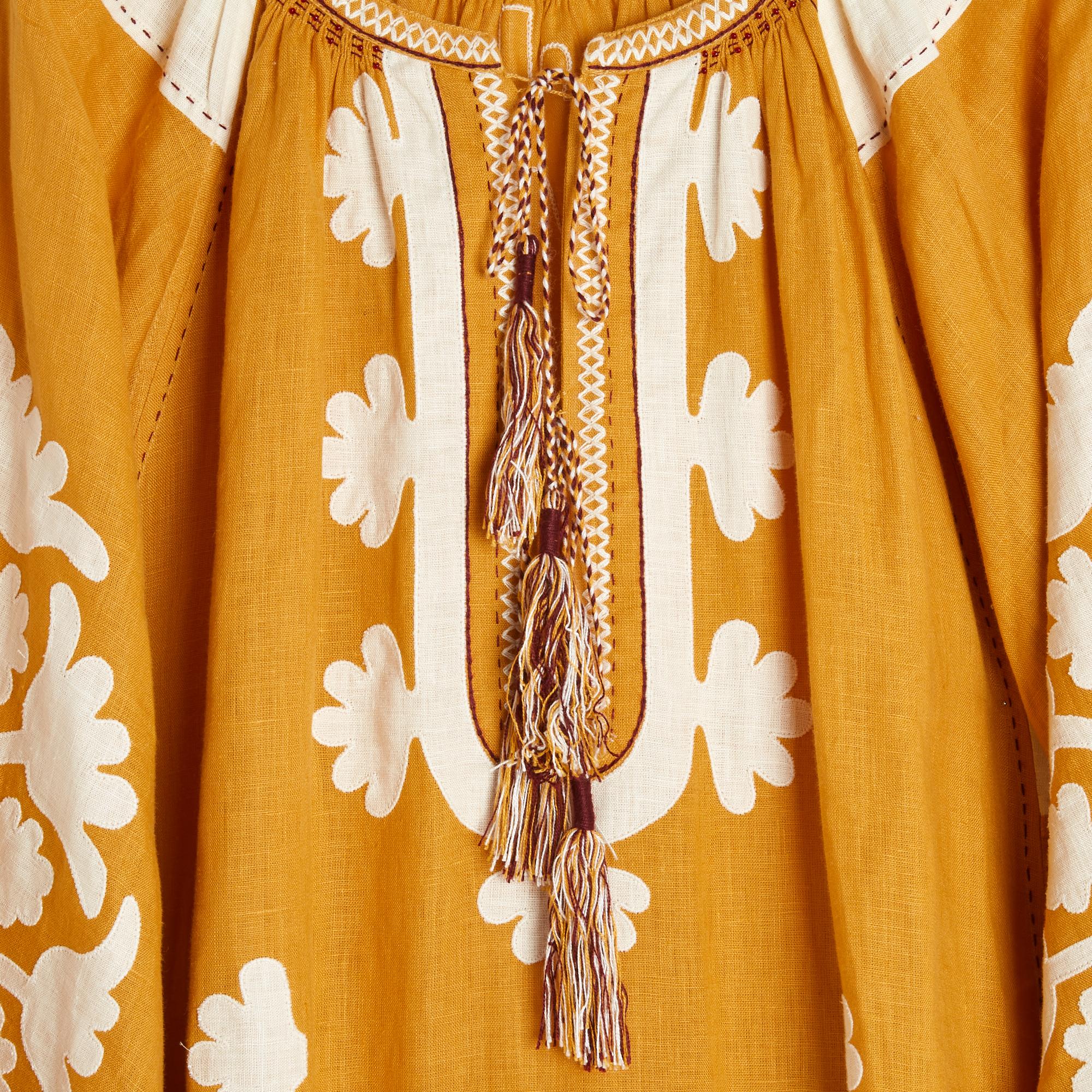 Orange Vita Kin Robe Oversize Lin FR38 Saffron Linen Shalimar Maxi Dress UK8 US6 For Sale