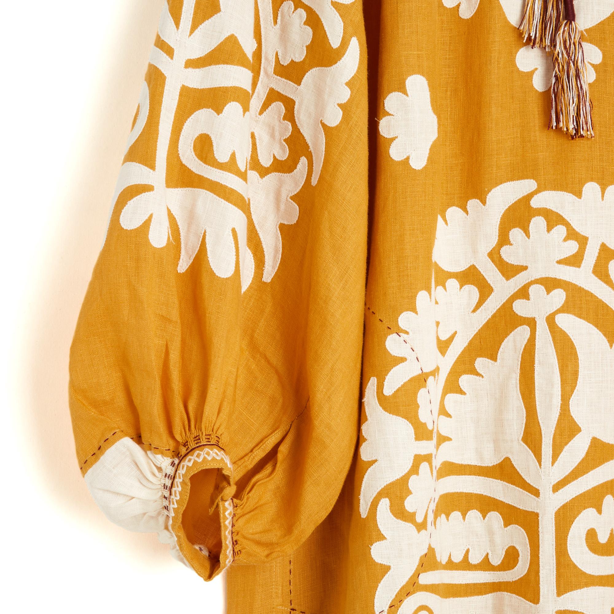 Women's Vita Kin Robe Oversize Lin FR38 Saffron Linen Shalimar Maxi Dress UK8 US6 For Sale
