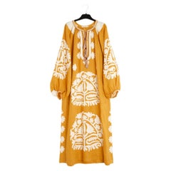 Vita Kin Robe Oversize Lin FR38 Saffron Linen Shalimar Maxi Dress UK8 US6