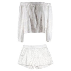 Vita Kin White Embroidered Bardot Top and Short Set S