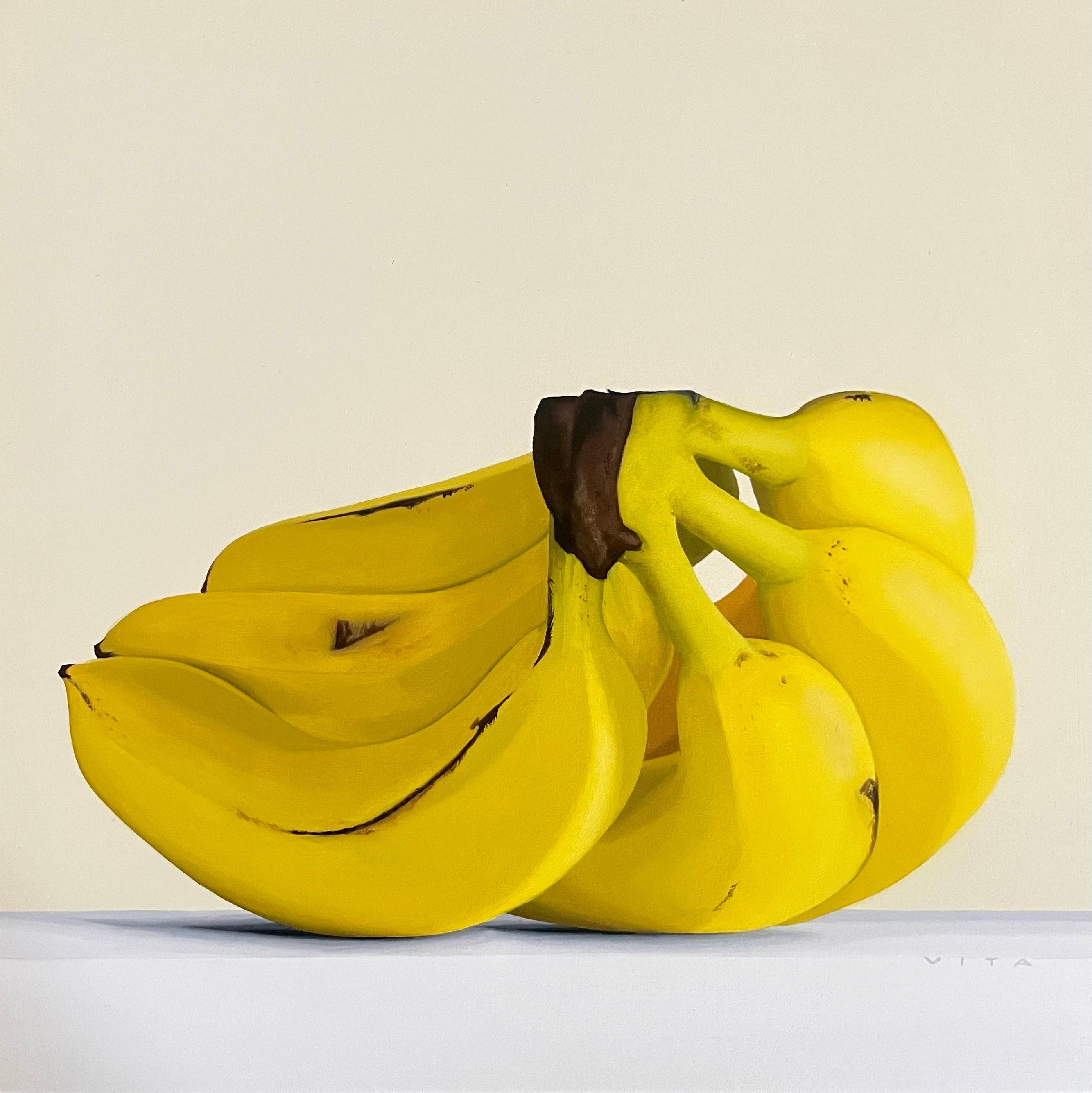 Vita Kobylkina  Still-Life Painting – Bananen - originales hyperrealistisches Stilleben Ölgemälde - zeitgenössische Kunst