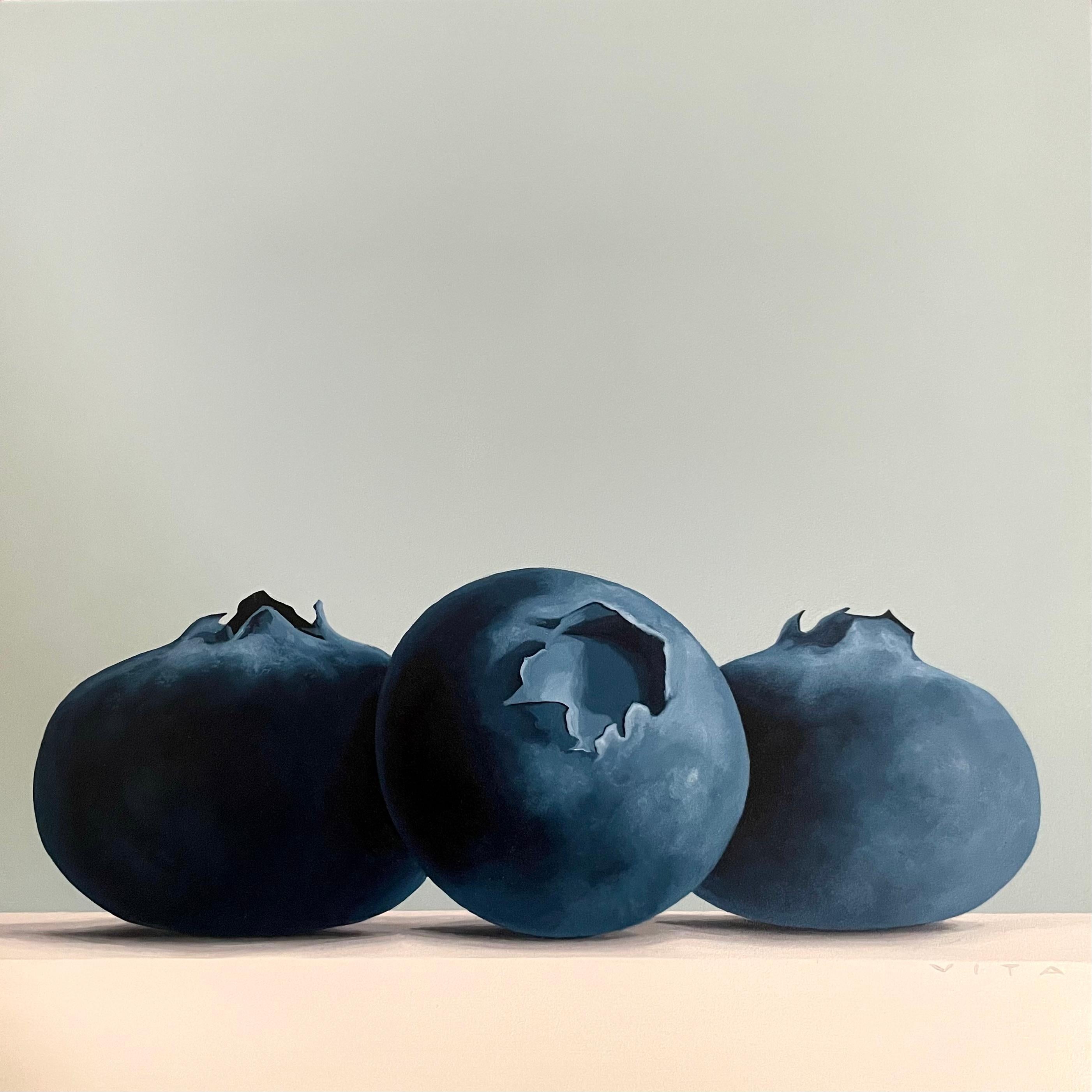 Blaubeeren - original hyperrealistisches Stillleben Ölgemälde - zeitgenössische Kunst