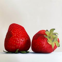 Strawberries-original hyperrealistic still life oil painting-contemporary art