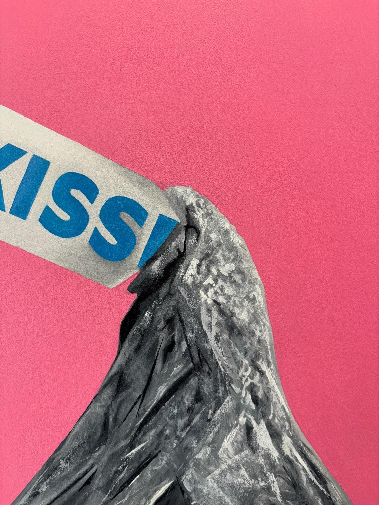 Two Kisses - original hyperrealistic still life oil painting - contemporary art - Pink Still-Life Painting by Vita Kobylkina 