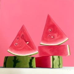 Wassermelone - original hyperrealistisches Stillleben Ölgemälde - zeitgenössische Kunst