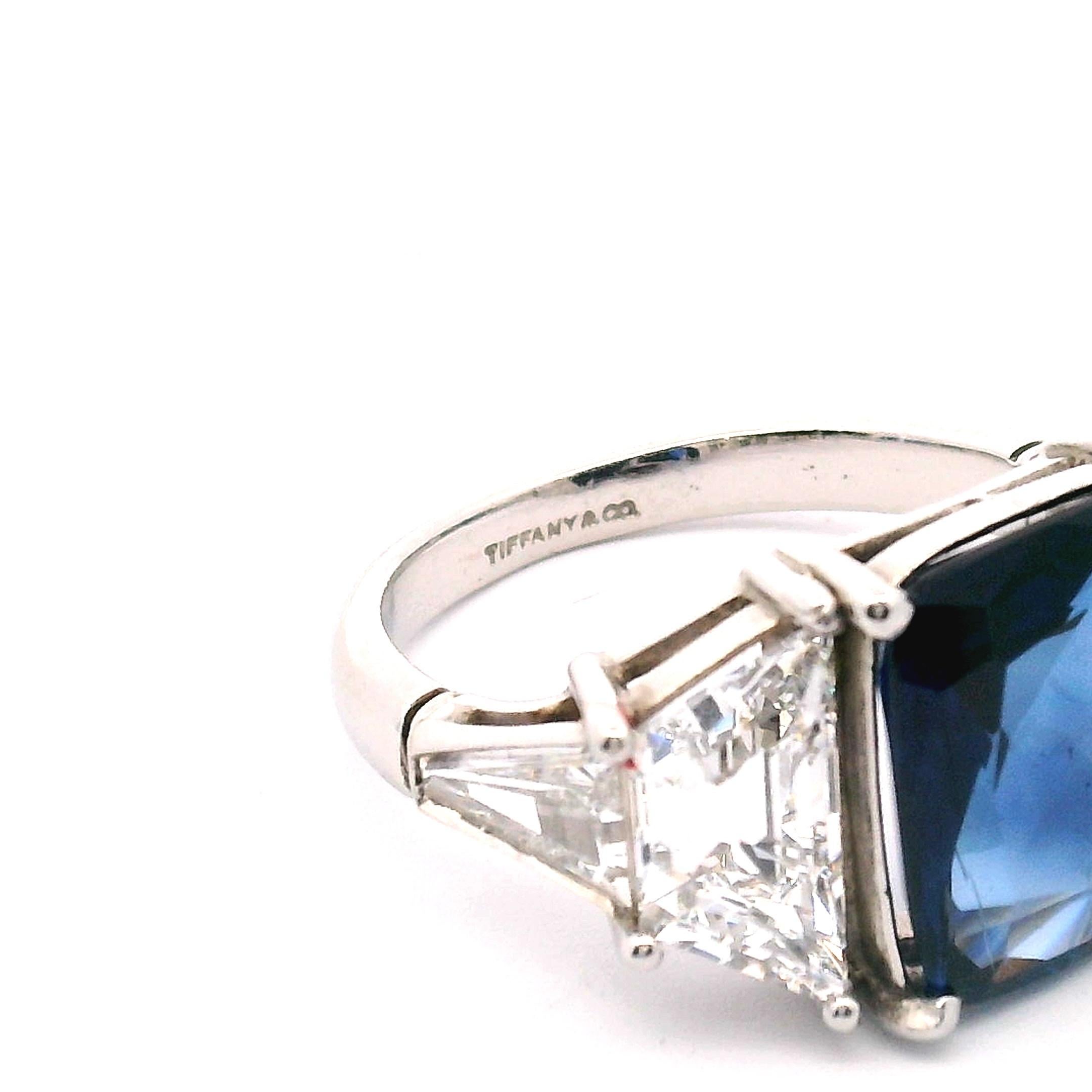 Vitage Tiffany & Co. Anello con zaffiro e diamante in vendita 4