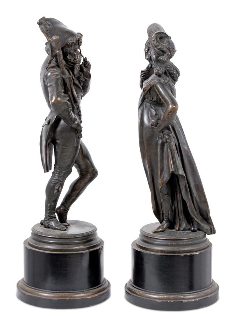 Romantique Paire de bronzes patinés 
