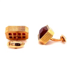 18 Karat Rose Gold Carnelian Diamond Cufflinks