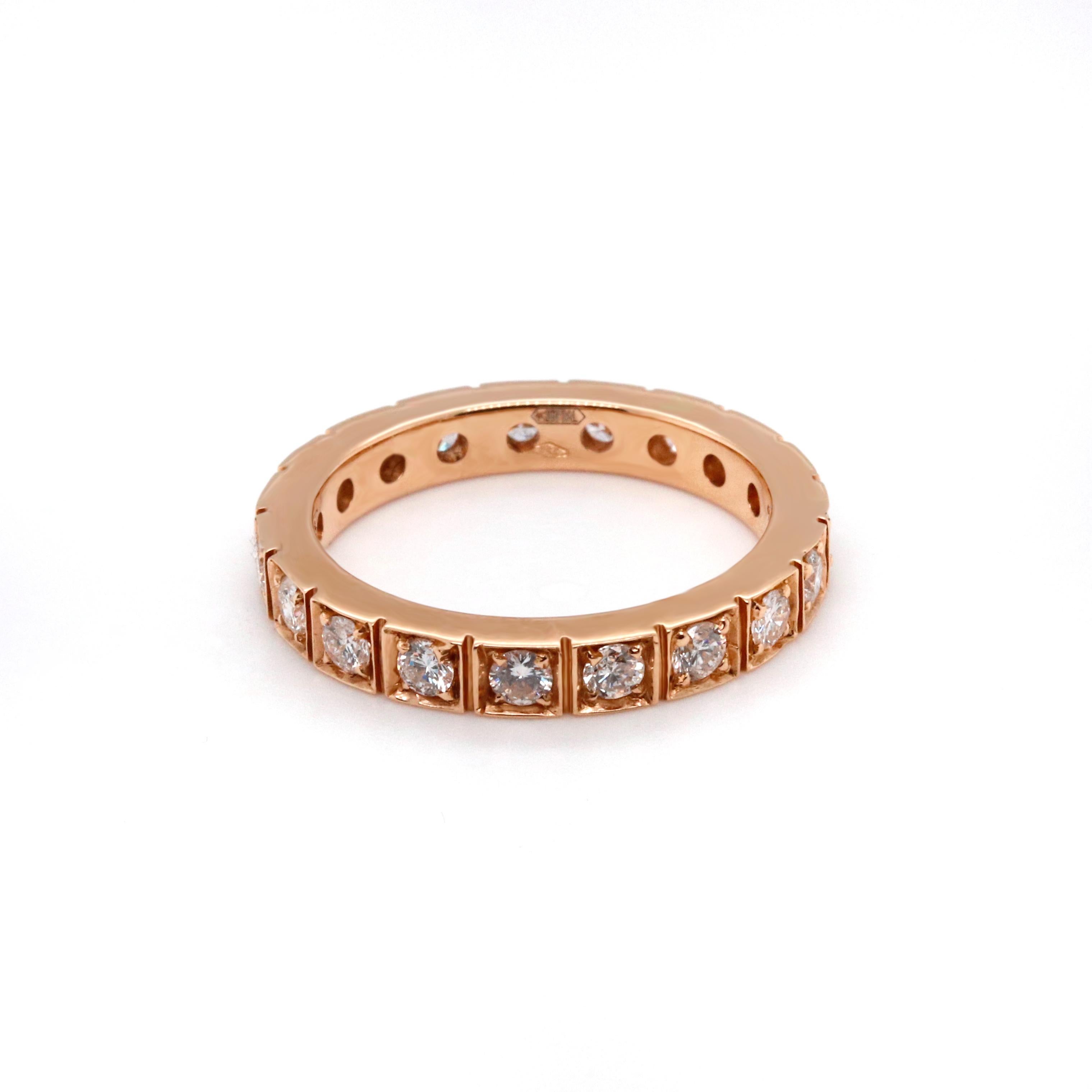 18 Karat Rose Gold White Diamond Band Ring In New Condition For Sale In Monte-Carlo, MC