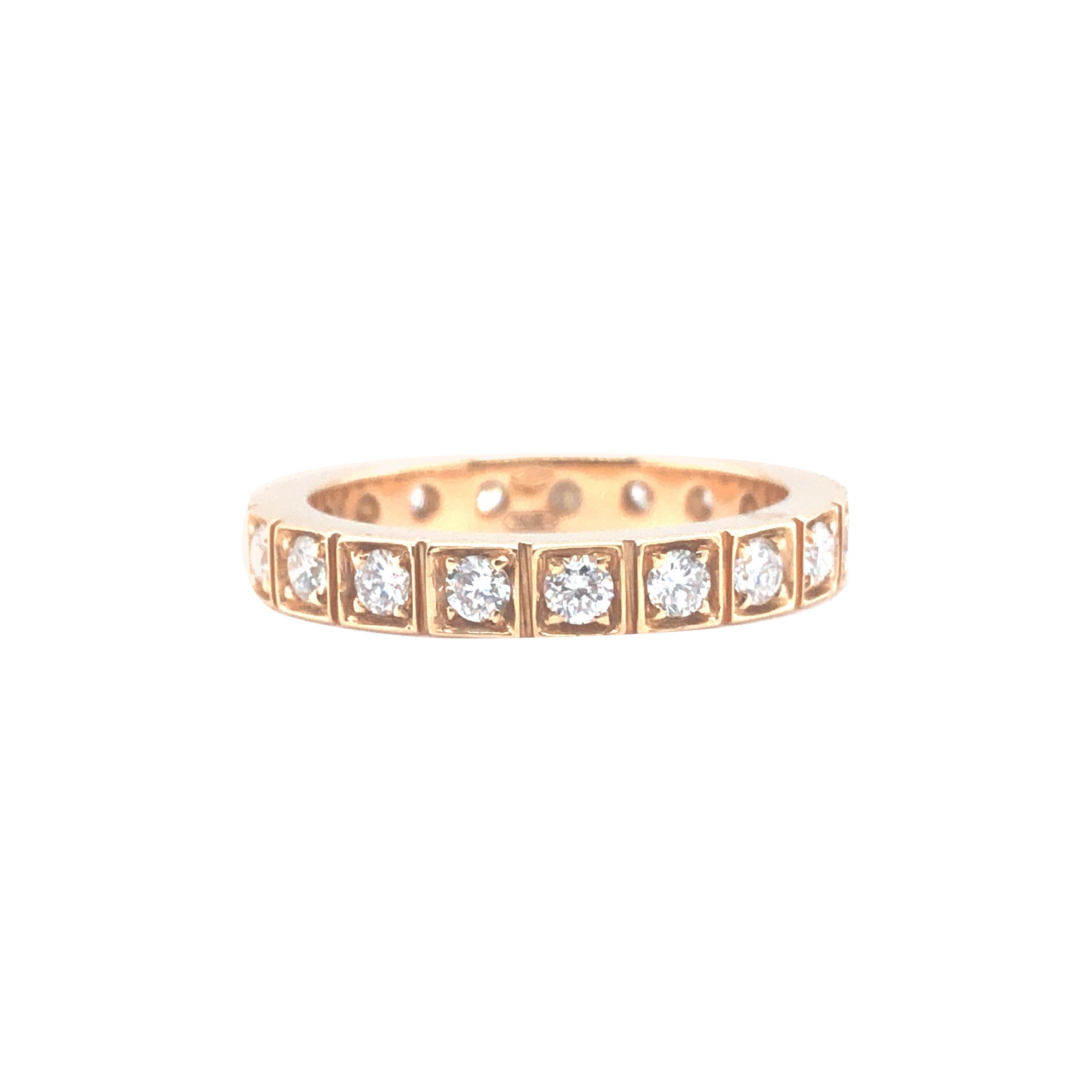 18 Karat Rose Gold White Diamond Band Ring For Sale