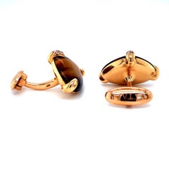 18 Karat Rose Gold Tiger Eye Diamond Cufflinks