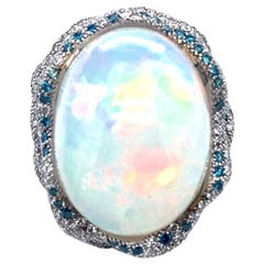 Vitale 1913 18 Karat White Gold 26.91 Carat Opal Diamonds Cocktail Ring