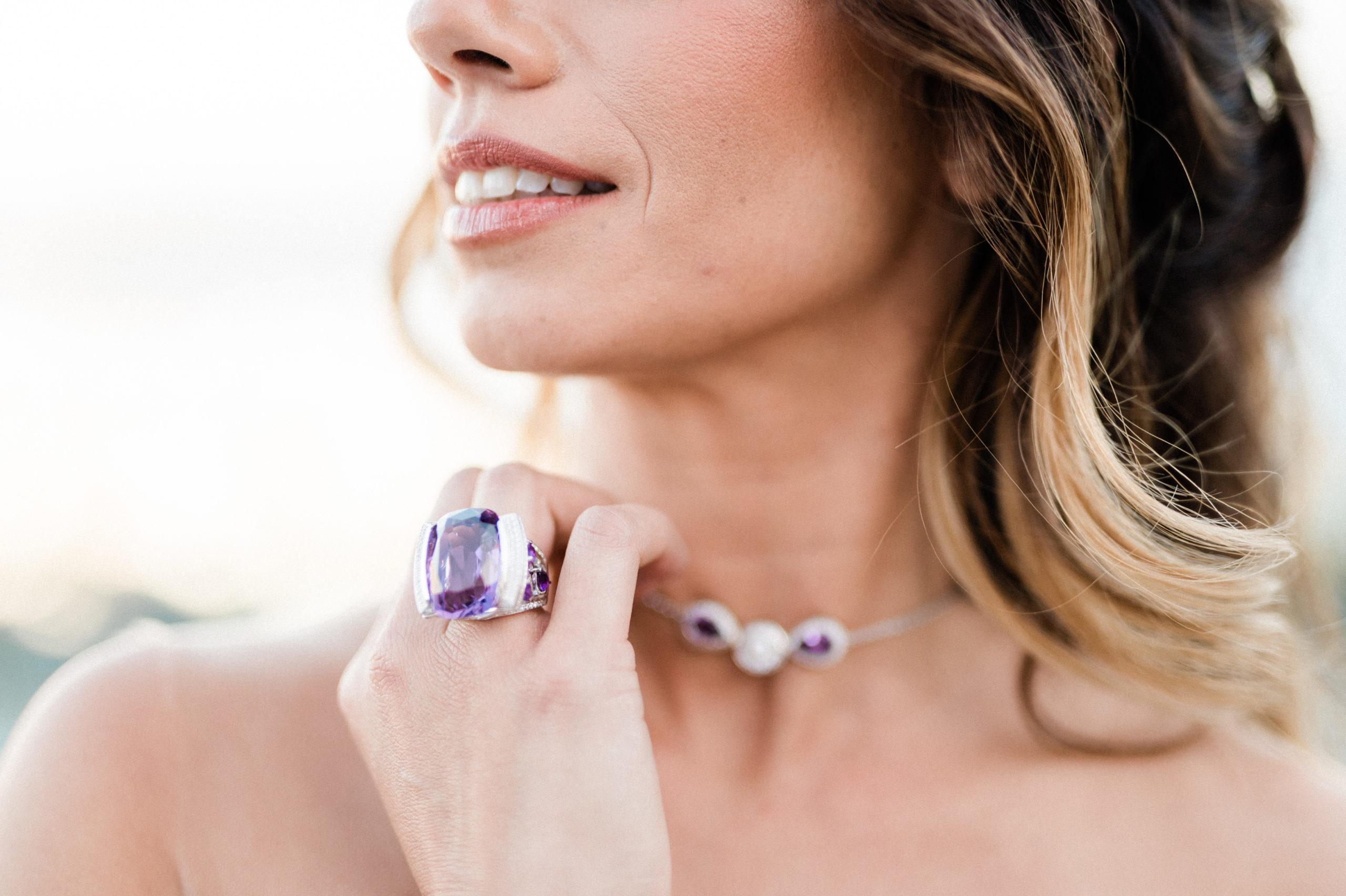 Amethyst Diamond Cocktail Ring For Sale 3