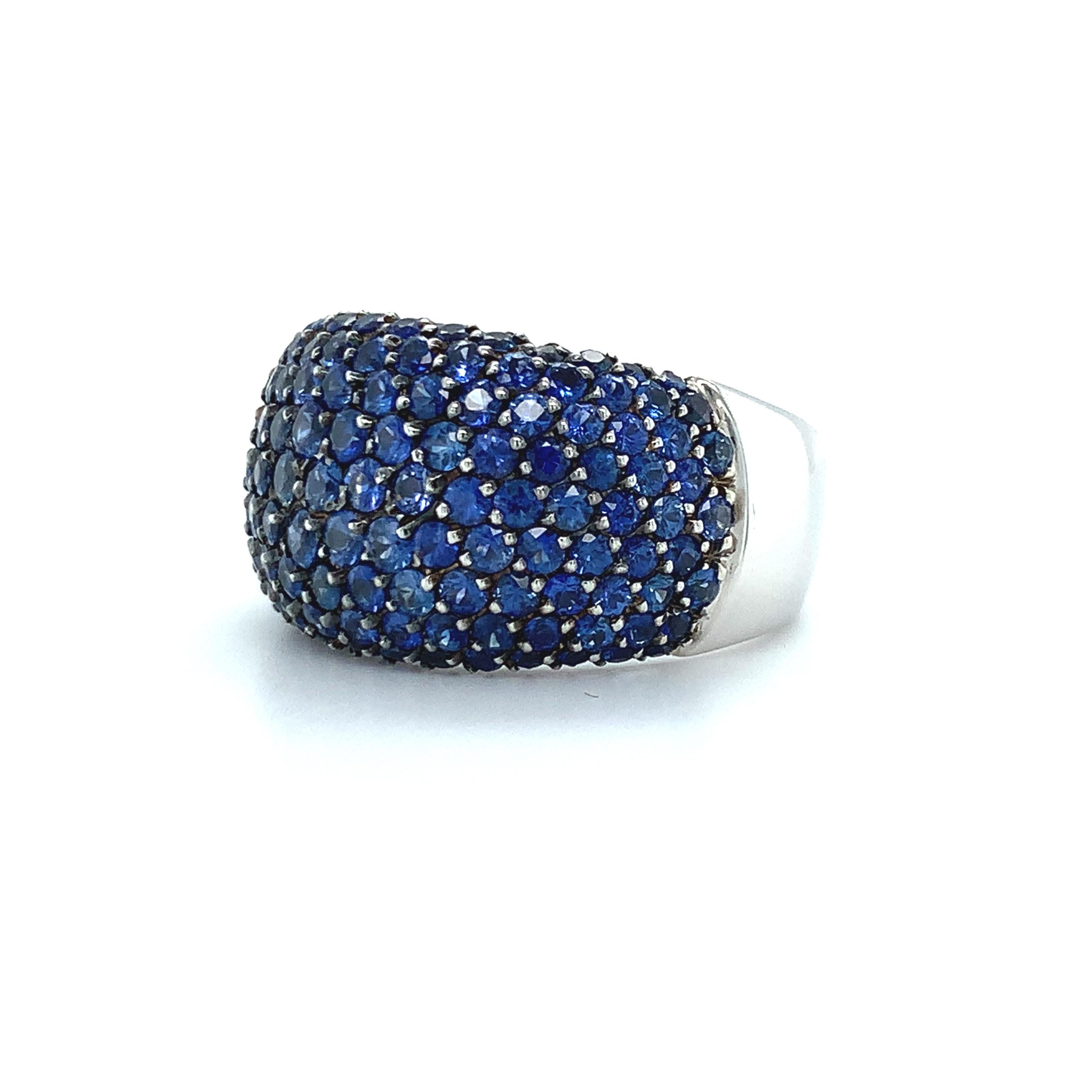 18K white gold cocktail ring is from Divine Collection. This piece of jewellery is a precise combination of natural blue sapphires in total of 4.7 Carat. Total metal weight is 14.20 gr. This ring is a perfect upgrade of any look. 

The Divine