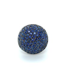 Vitale 1913 18 Karat White Gold Blue Sapphire Signet Ring