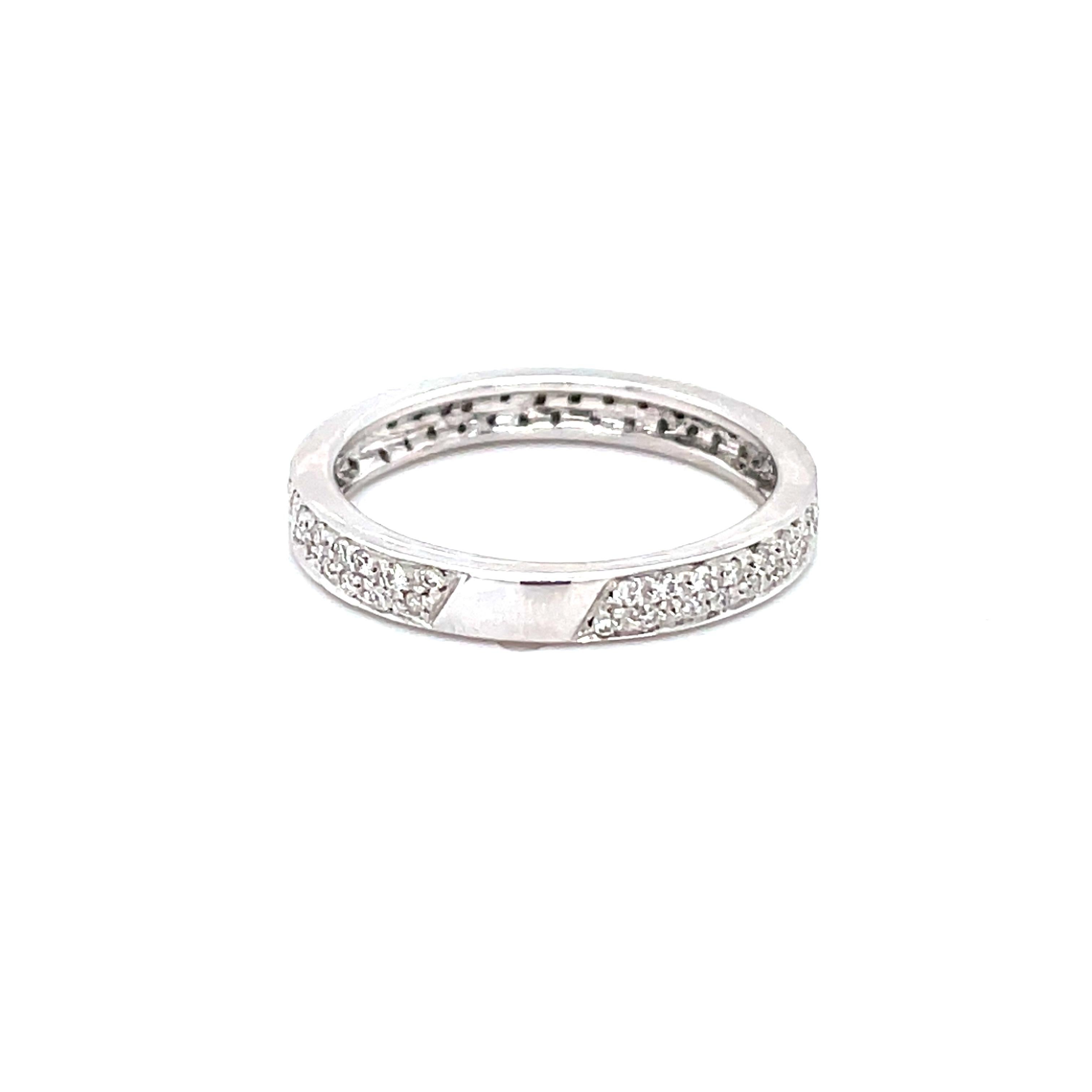 18K white gold band ring is from Timeless Collection. This classy piece of jewellery is made of natural white diamonds in total of 0.40 Carat. Total metal weight is 3.90 gr. Great for any occasion! 

The Timeless Collection was inspired by the