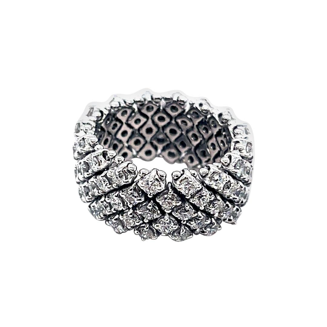 18 Karat White Gold Diamond Flexible Band Ring