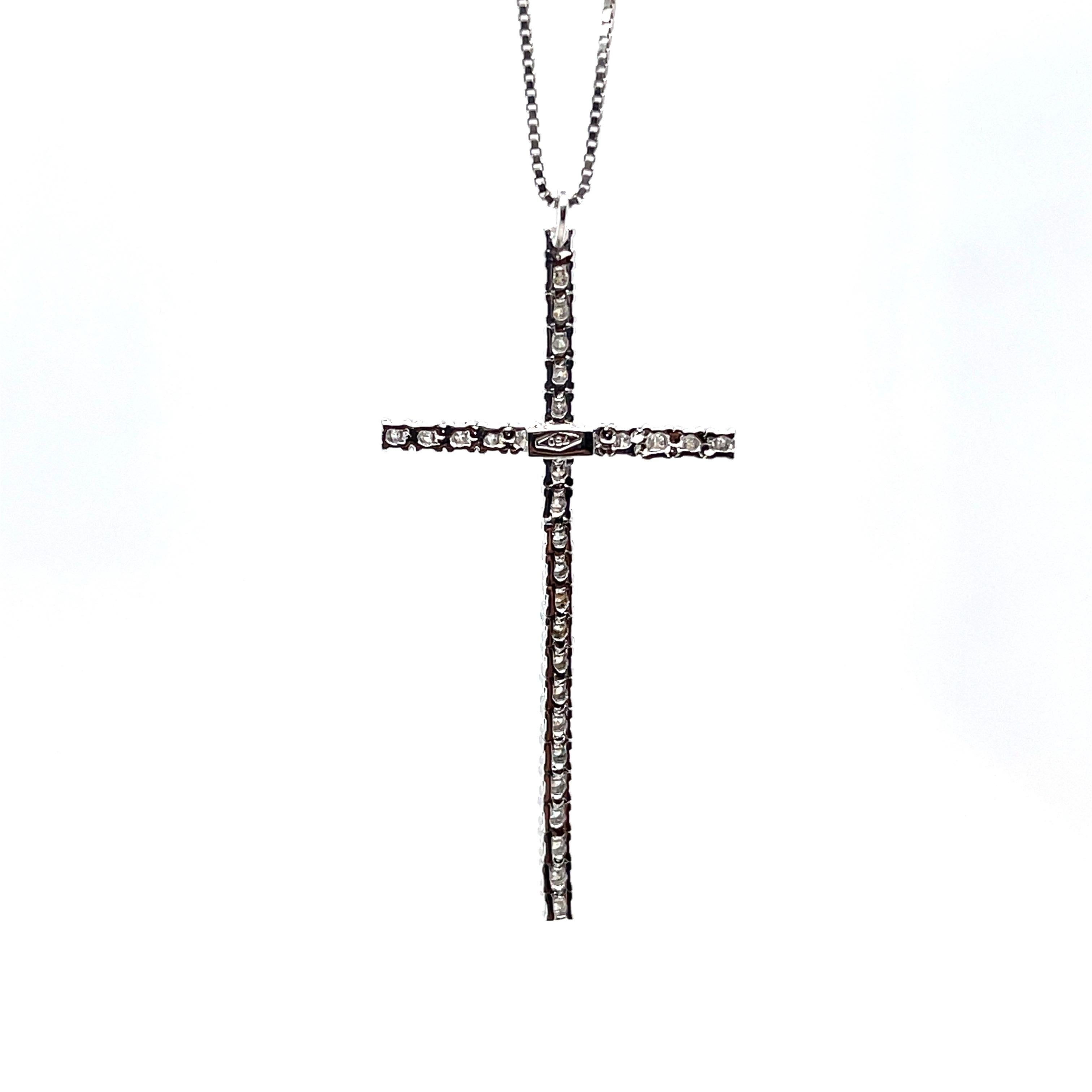 Contemporary 18 Karat White Gold Diamond Flexible Cross Pendant For Sale