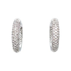  18 Karat White Gold Diamond Hoop Earrings