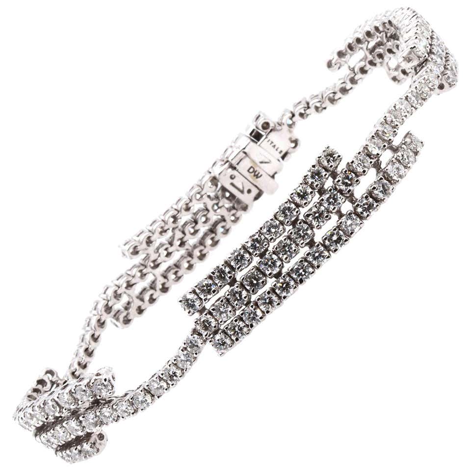 Diamonds Rubies White Gold Link Bracelet For Sale at 1stDibs