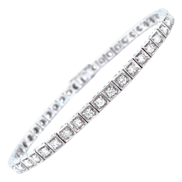 18 Karat White Gold Diamond Link Bracelet For Sale at 1stDibs