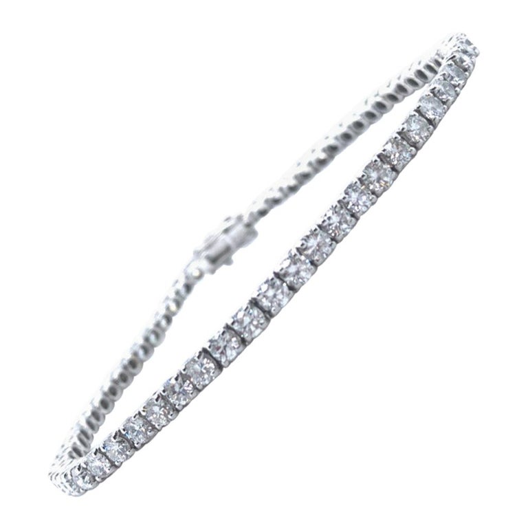 18 Karat White Gold Diamond Link Bracelet For Sale at 1stDibs