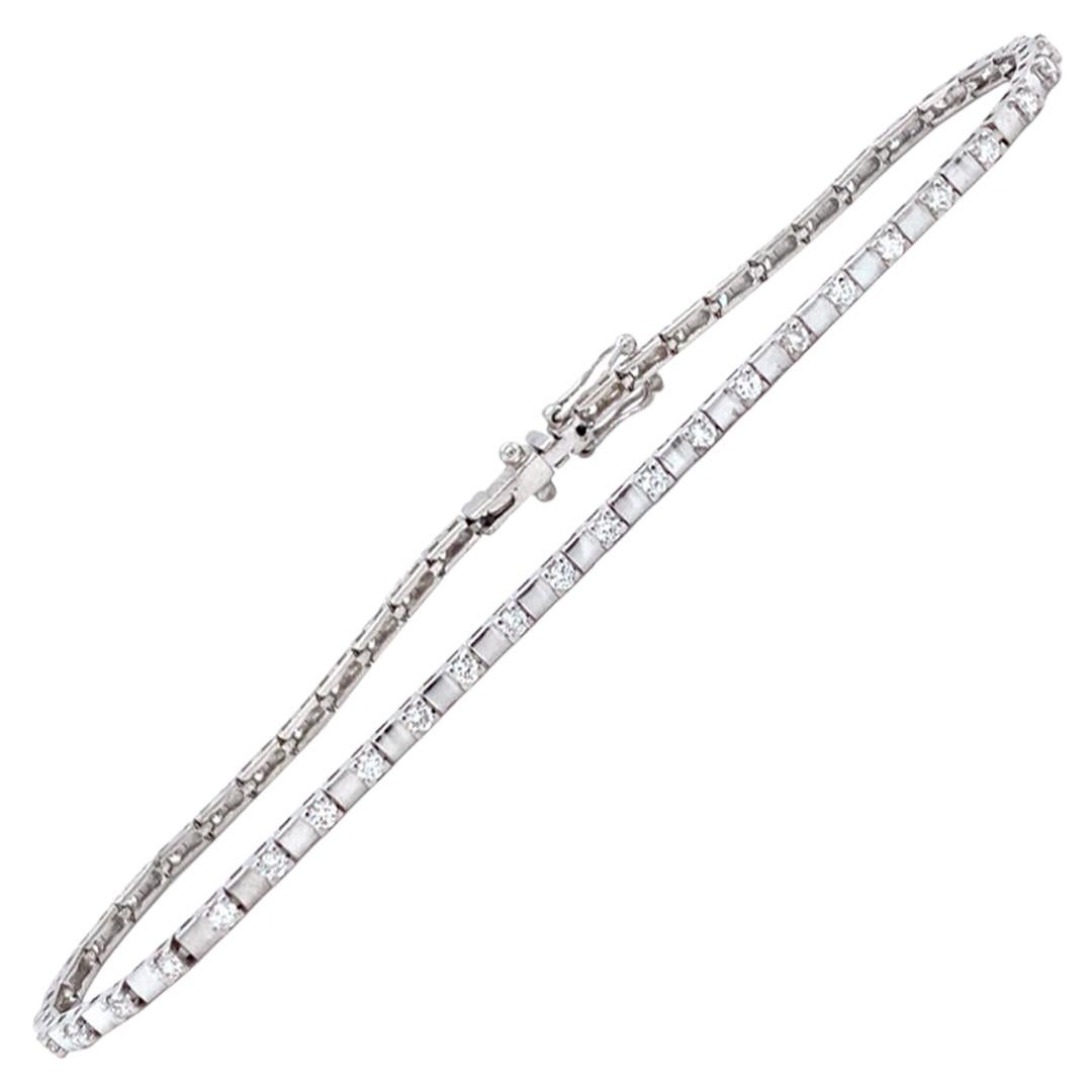 18 Karat White Gold Diamond Link Bracelet