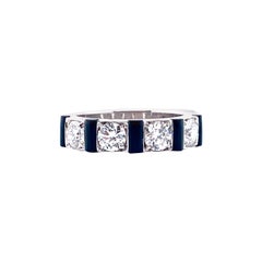 Vitale 1913 18 Karat White Gold Diamond Onyx Band Ring