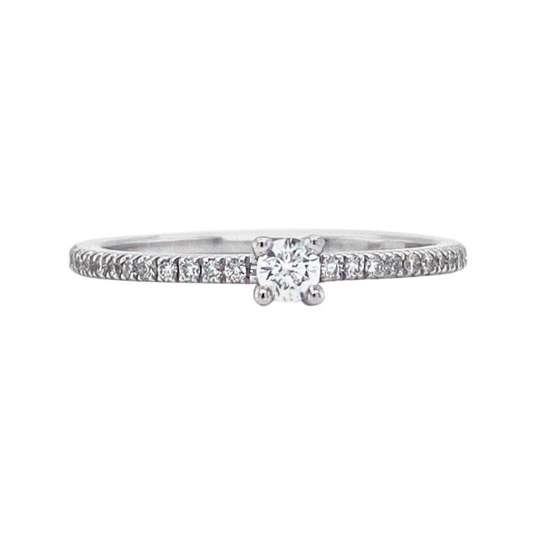 Vitale 1913 18 Karat White Gold Diamond Solitaire Ring For Sale