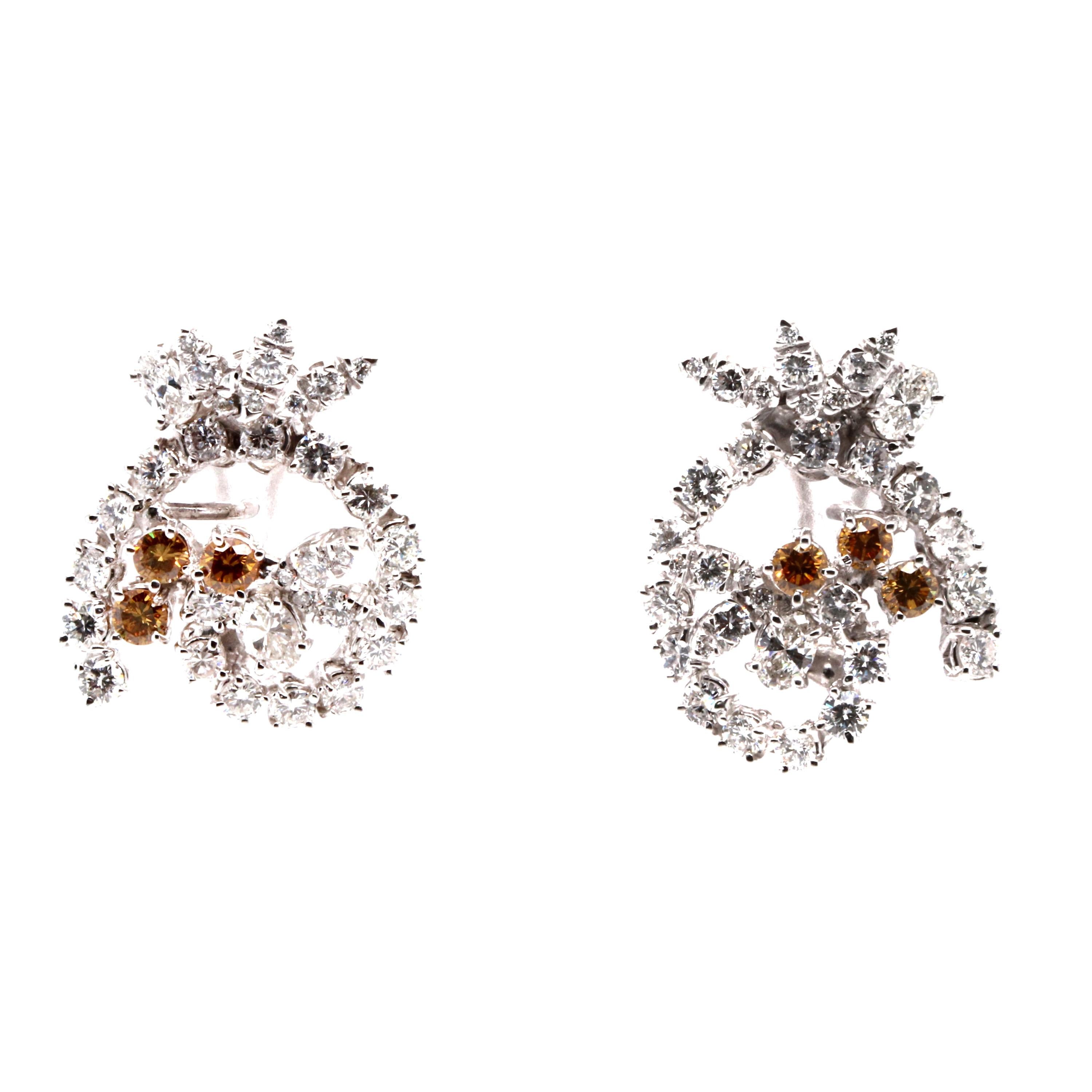 Vitale 1913 18 Karat White Gold Diamond Stud Earrings For Sale