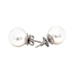 Vitale 1913 18 Karat White Gold Natural Pearl Stud Earrings