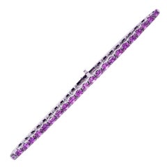 18 Karat White Gold Pink Sapphires Tennis Bracelet