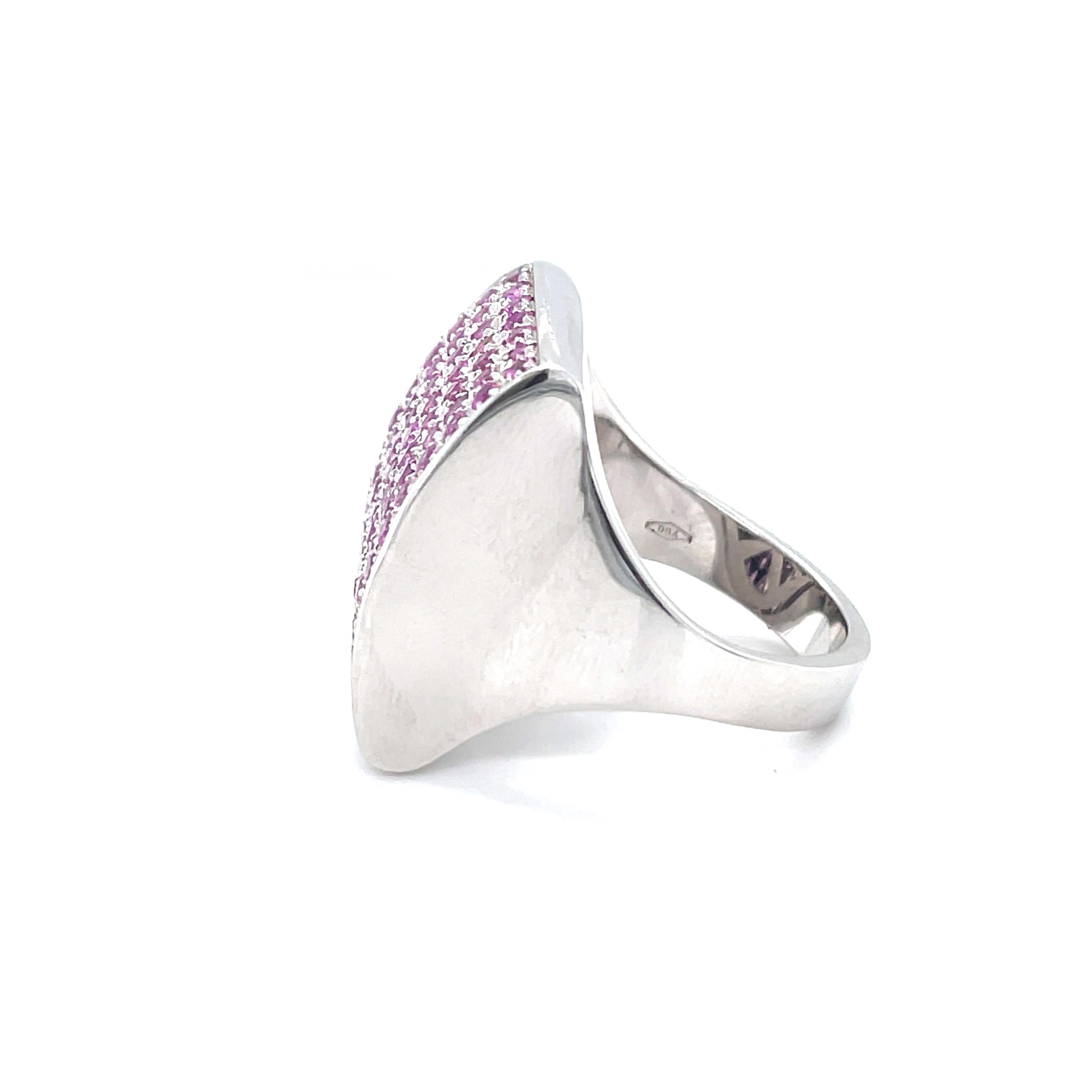 Women's Vitale 1913 18 Karat White Gold Pink Sapphire Signet Ring