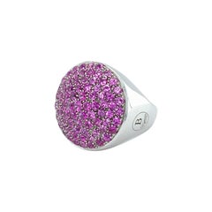 18 Karat White Gold Pink Sapphire Signet Ring