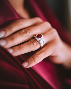 18 Karat White Gold Ruby Diamond Cocktail Ring