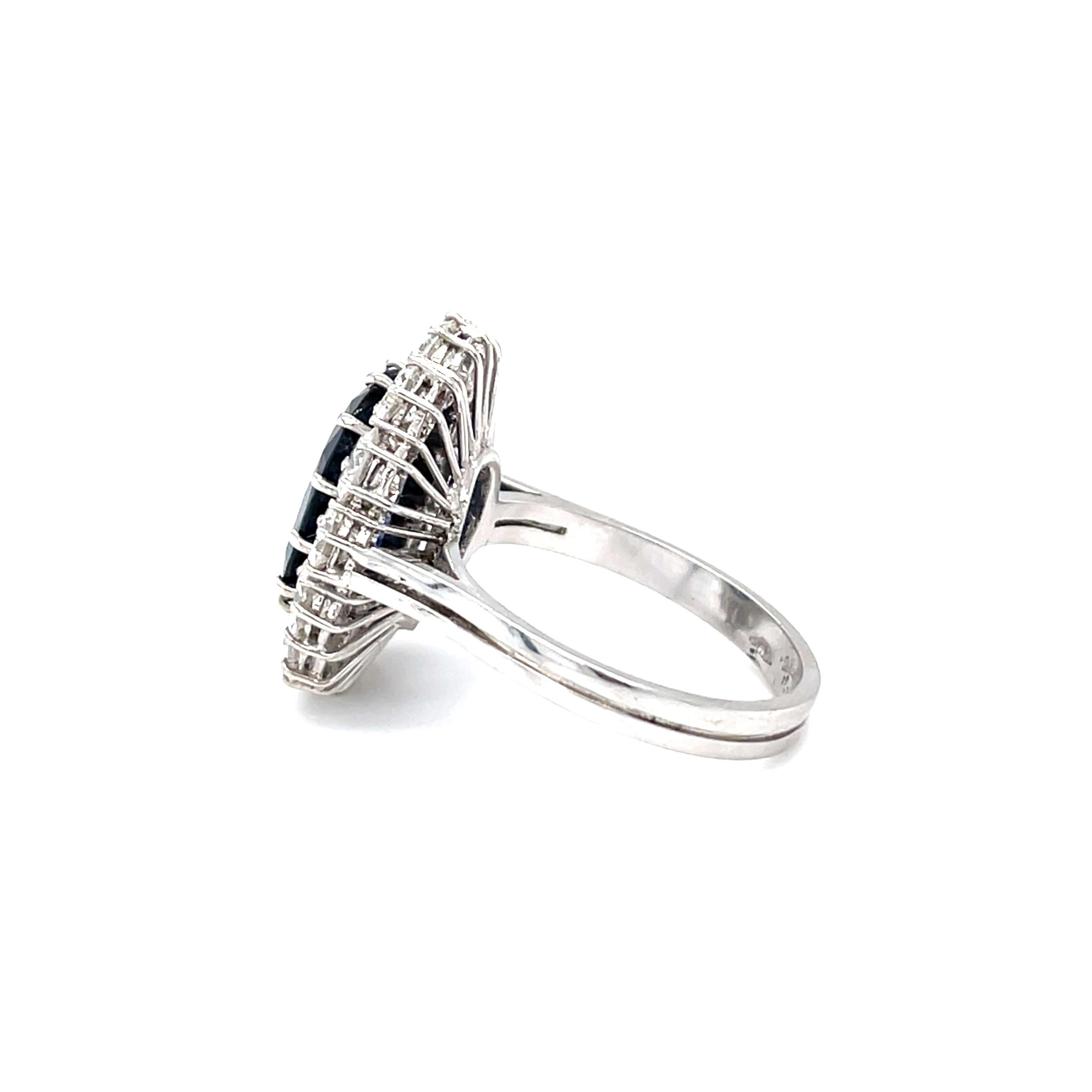Women's 18 Karat White Gold Sapphire Diamond Cocktail Ring For Sale