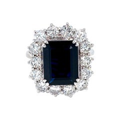 18 Karat White Gold Sapphire Diamond Cocktail Ring