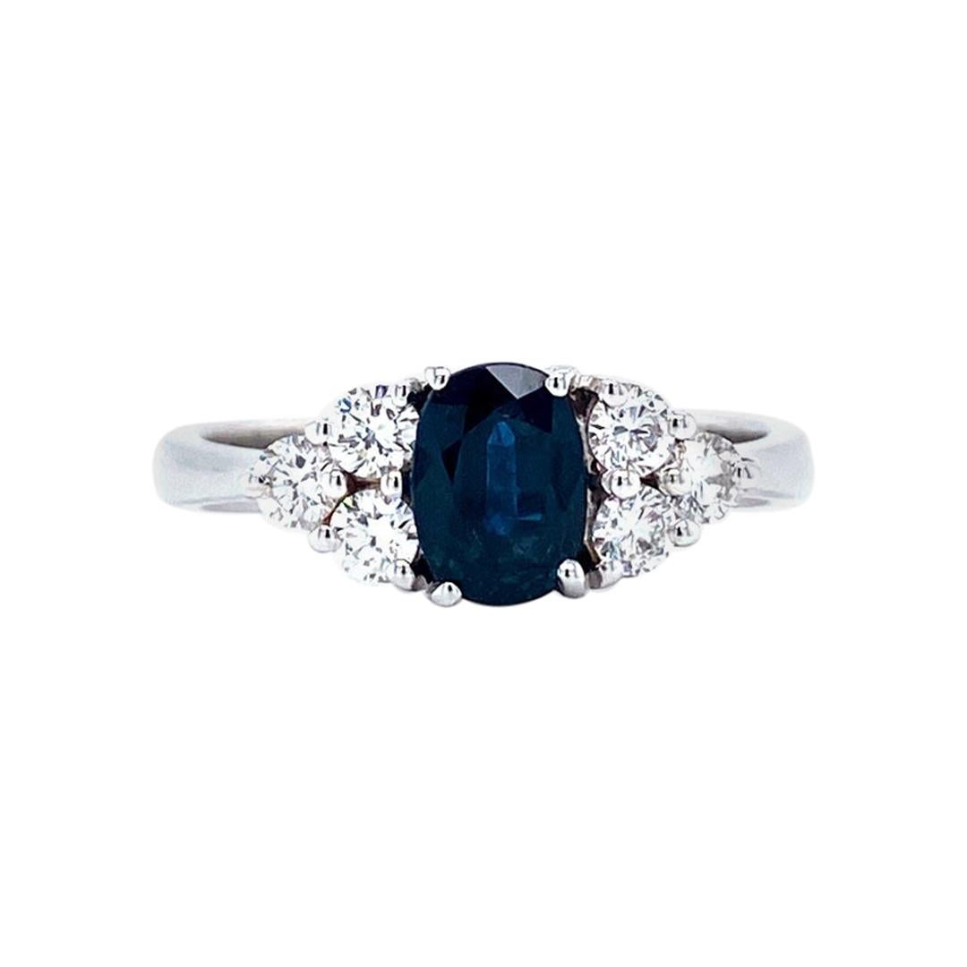 Blue Sapphire and Diamond Twist Ring, 18 Karat White Gold For Sale at ...
