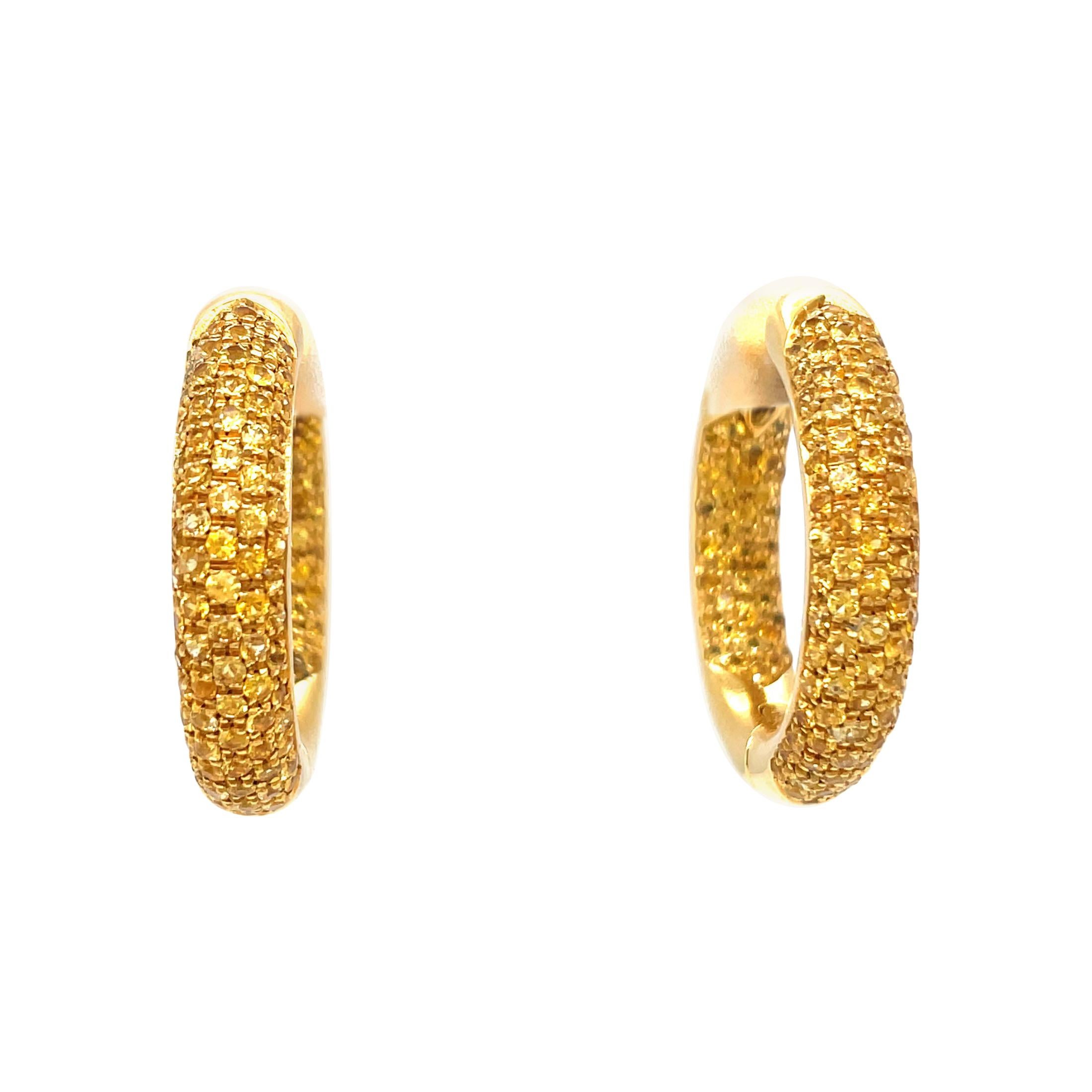 Tresor Collection - Orange Sapphire Hoop Earrings in 18K Yellow Gold main image 1